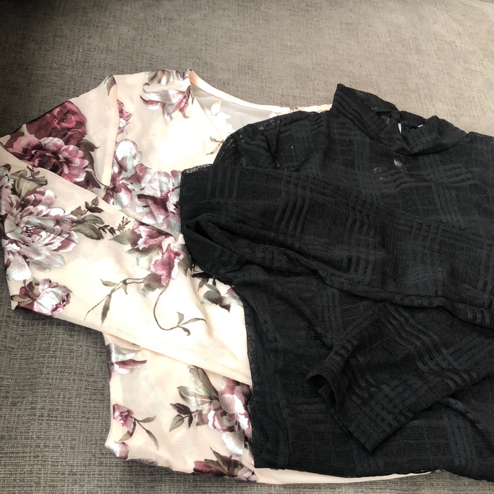 BNWT Bundle of 2 Sheer Charlotte Russe Mockneck Bodysuits!